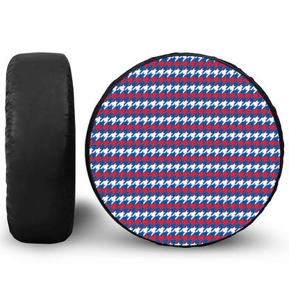 American Houndstooth Pattern Print Leather Spare Tire Cover