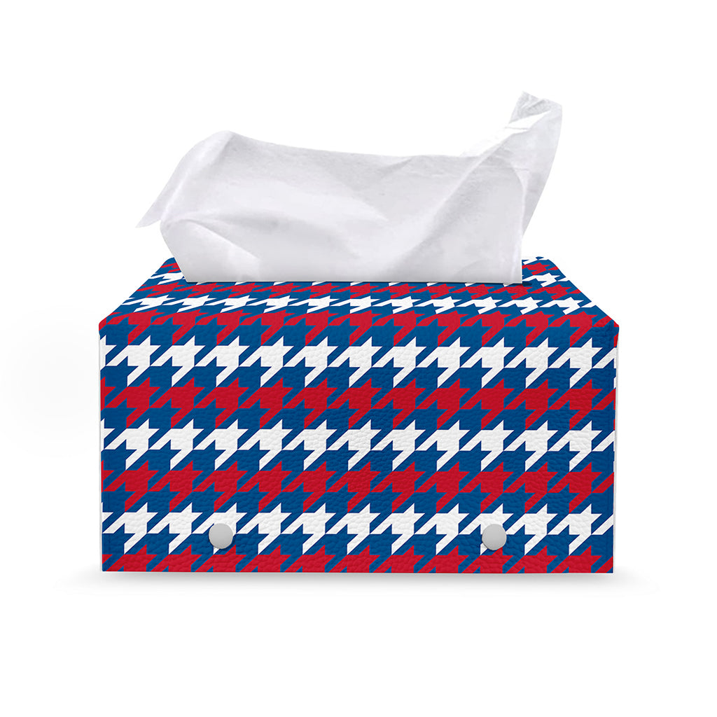 American Houndstooth Pattern Print Leather Tissue Box Cover
