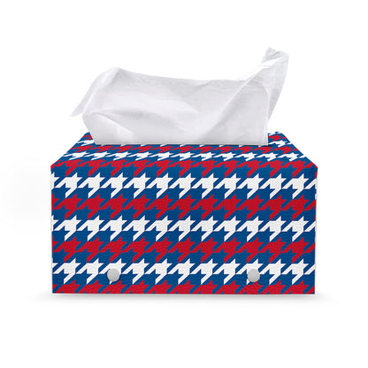American Houndstooth Pattern Print Leather Tissue Box Cover