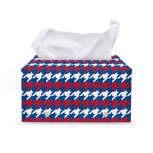 American Houndstooth Pattern Print Leather Tissue Box Cover