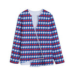 American Houndstooth Pattern Print Long Sleeve Short Coat