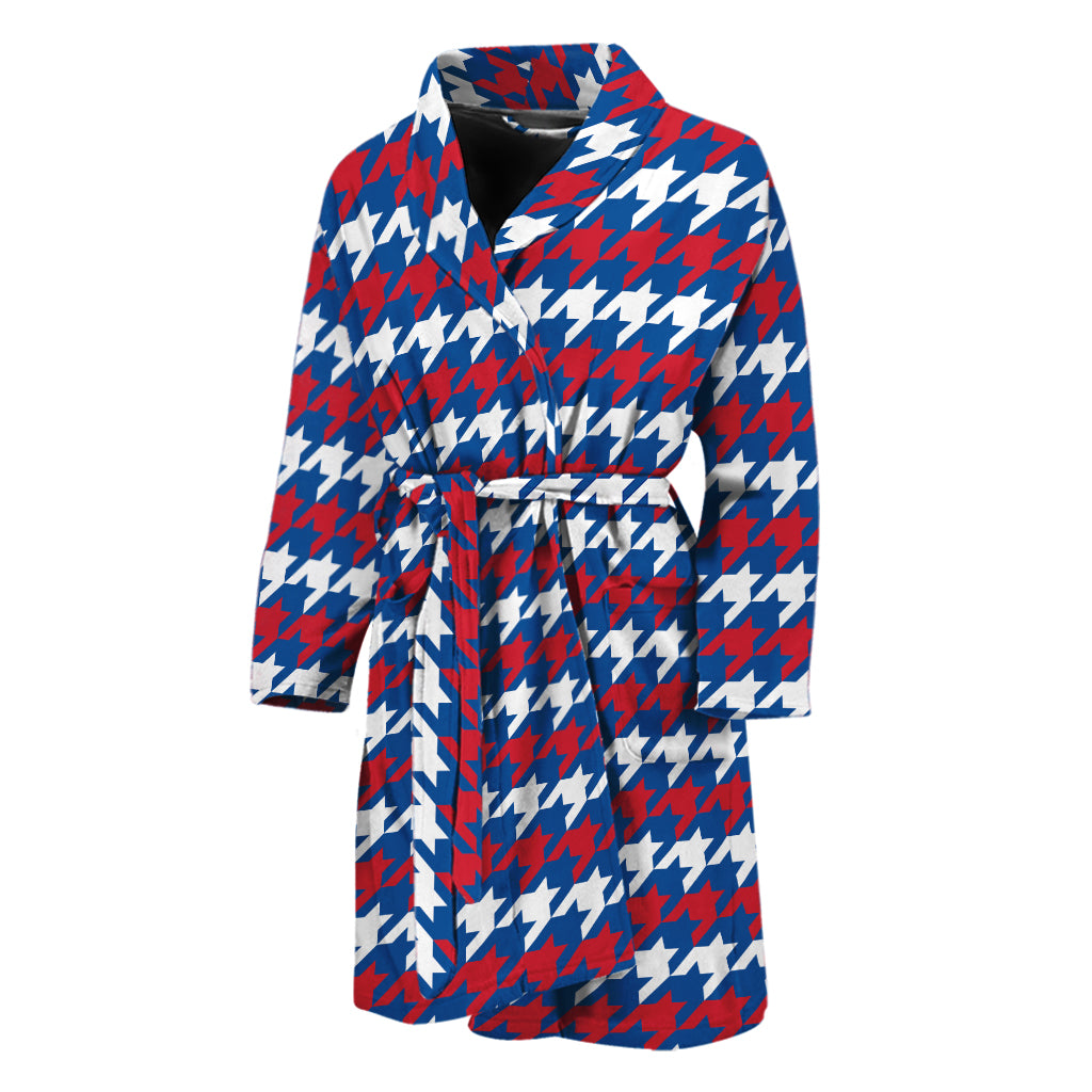 American Houndstooth Pattern Print Men's Bathrobe