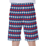 American Houndstooth Pattern Print Men's Beach Shorts