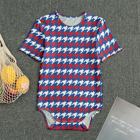 American Houndstooth Pattern Print Men's Bodysuit