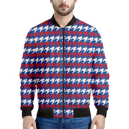 American Houndstooth Pattern Print Men's Bomber Jacket