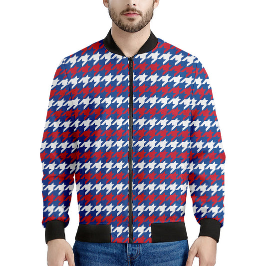 American Houndstooth Pattern Print Men's Bomber Jacket