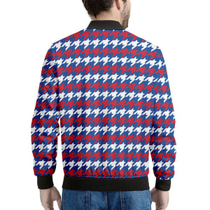 American Houndstooth Pattern Print Men's Bomber Jacket