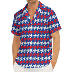 American Houndstooth Pattern Print Men's Deep V-Neck Shirt