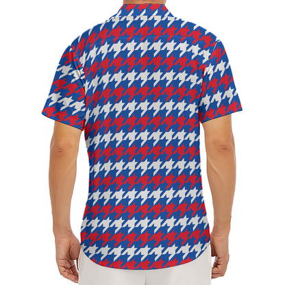 American Houndstooth Pattern Print Men's Deep V-Neck Shirt