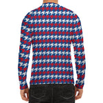 American Houndstooth Pattern Print Men's Long Sleeve Rash Guard
