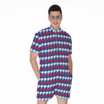 American Houndstooth Pattern Print Men's Rompers