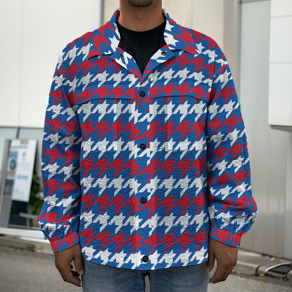 American Houndstooth Pattern Print Men's Shirt Jacket