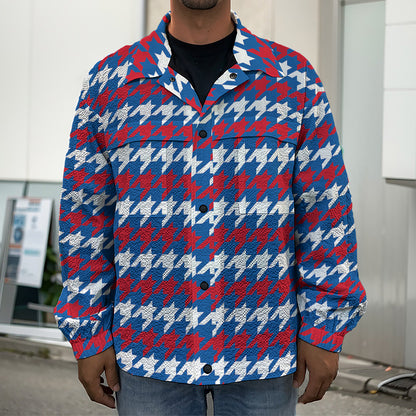 American Houndstooth Pattern Print Men's Shirt Jacket