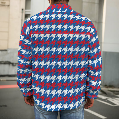 American Houndstooth Pattern Print Men's Shirt Jacket