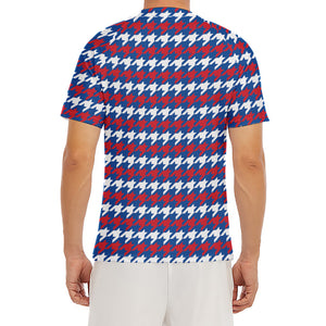 American Houndstooth Pattern Print Men's Short Sleeve Rash Guard