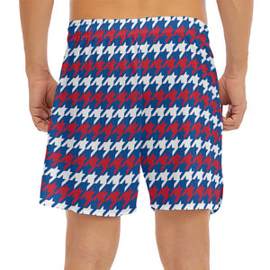 American Houndstooth Pattern Print Men's Split Running Shorts