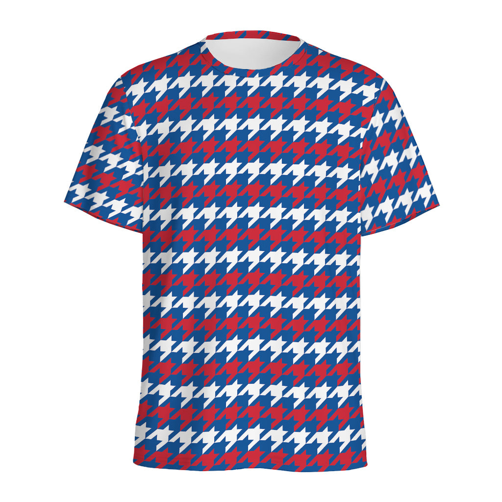 American Houndstooth Pattern Print Men's Sports T-Shirt