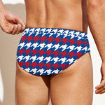 American Houndstooth Pattern Print Men's Swim Briefs