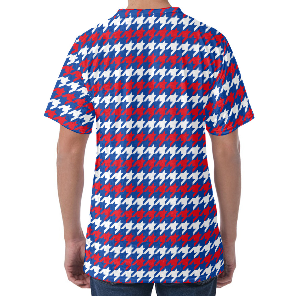 American Houndstooth Pattern Print Men's Velvet T-Shirt