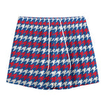 American Houndstooth Pattern Print Mesh Shorts