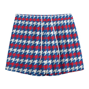 American Houndstooth Pattern Print Mesh Shorts