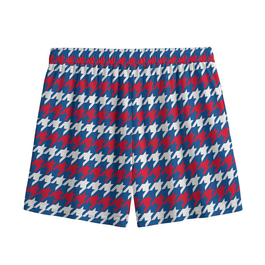 American Houndstooth Pattern Print Mesh Shorts