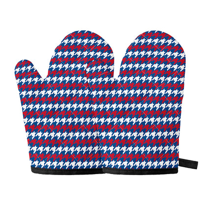 American Houndstooth Pattern Print Oven Mitts