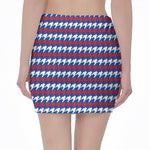 American Houndstooth Pattern Print Pencil Mini Skirt