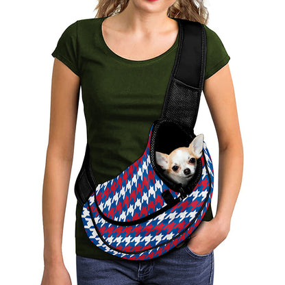 American Houndstooth Pattern Print Pet Sling Carrier