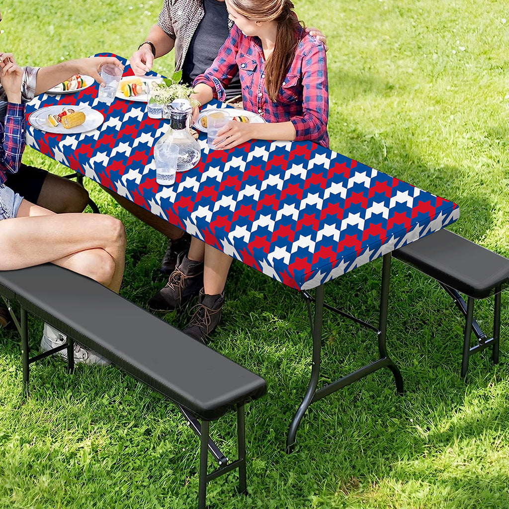 American Houndstooth Pattern Print Picnic Table Cover