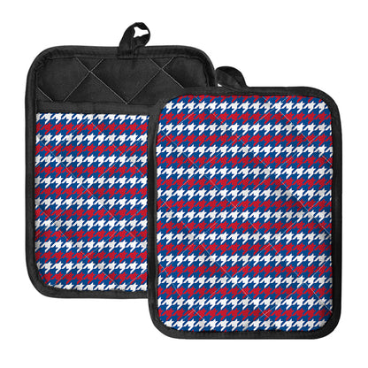 American Houndstooth Pattern Print Pot Holders With Pocket