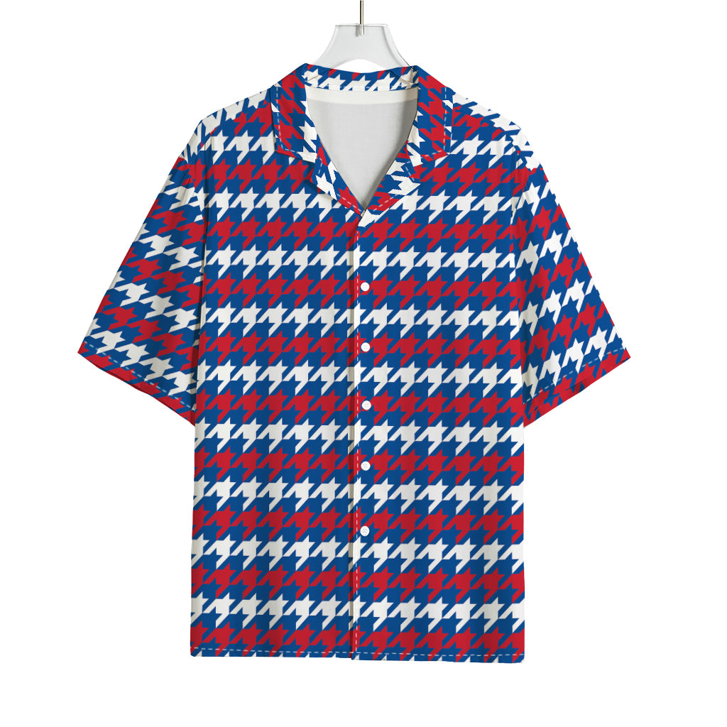 American Houndstooth Pattern Print Rayon Hawaiian Shirt