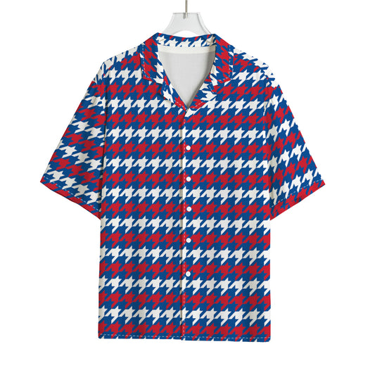 American Houndstooth Pattern Print Rayon Hawaiian Shirt