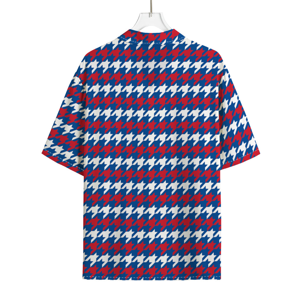 American Houndstooth Pattern Print Rayon Hawaiian Shirt