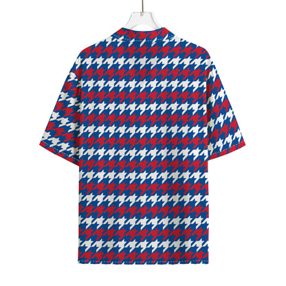 American Houndstooth Pattern Print Rayon Hawaiian Shirt