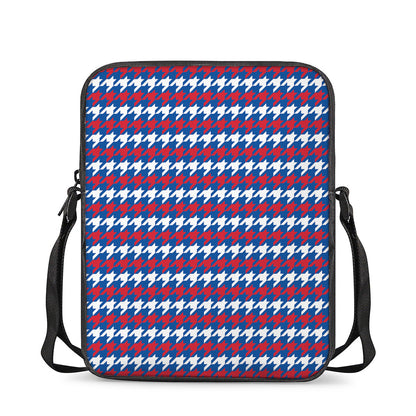 American Houndstooth Pattern Print Rectangular Crossbody Bag