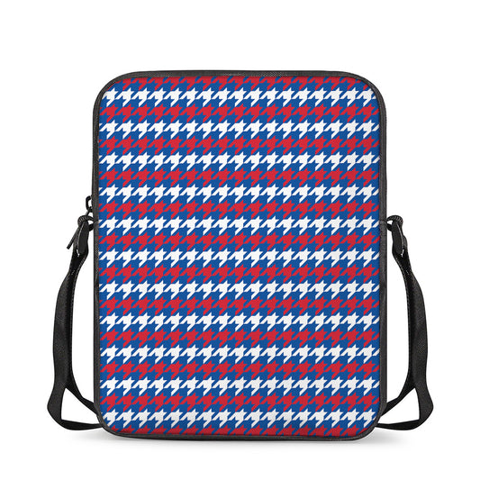 American Houndstooth Pattern Print Rectangular Crossbody Bag