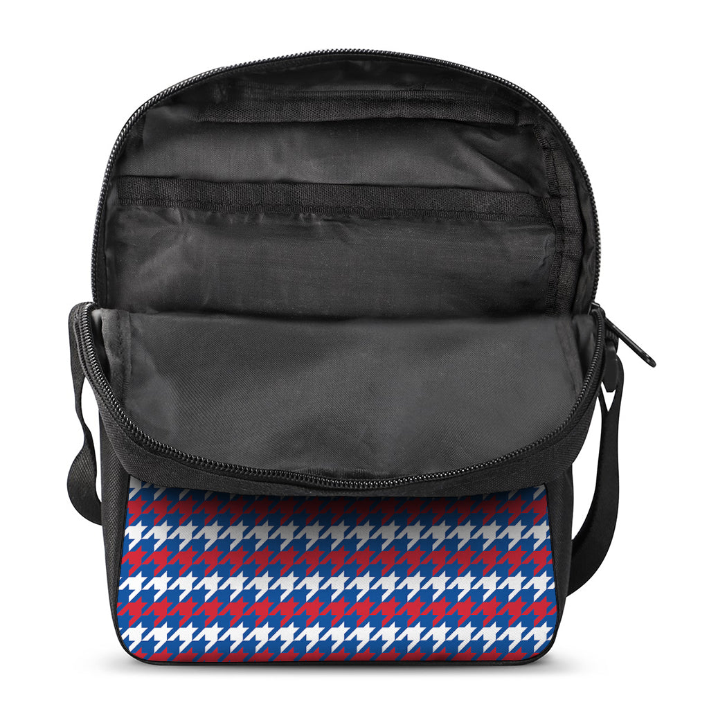 American Houndstooth Pattern Print Rectangular Crossbody Bag