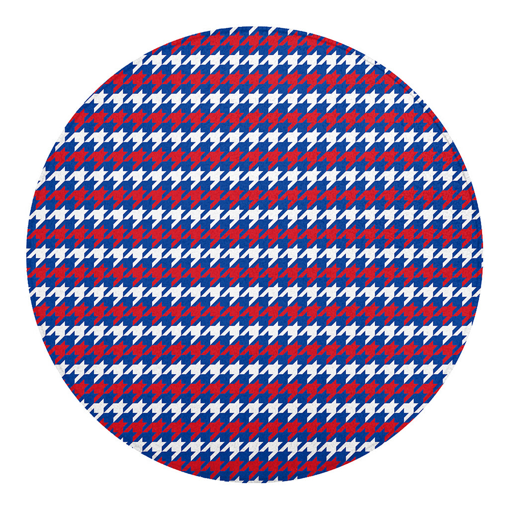 American Houndstooth Pattern Print Round Blanket