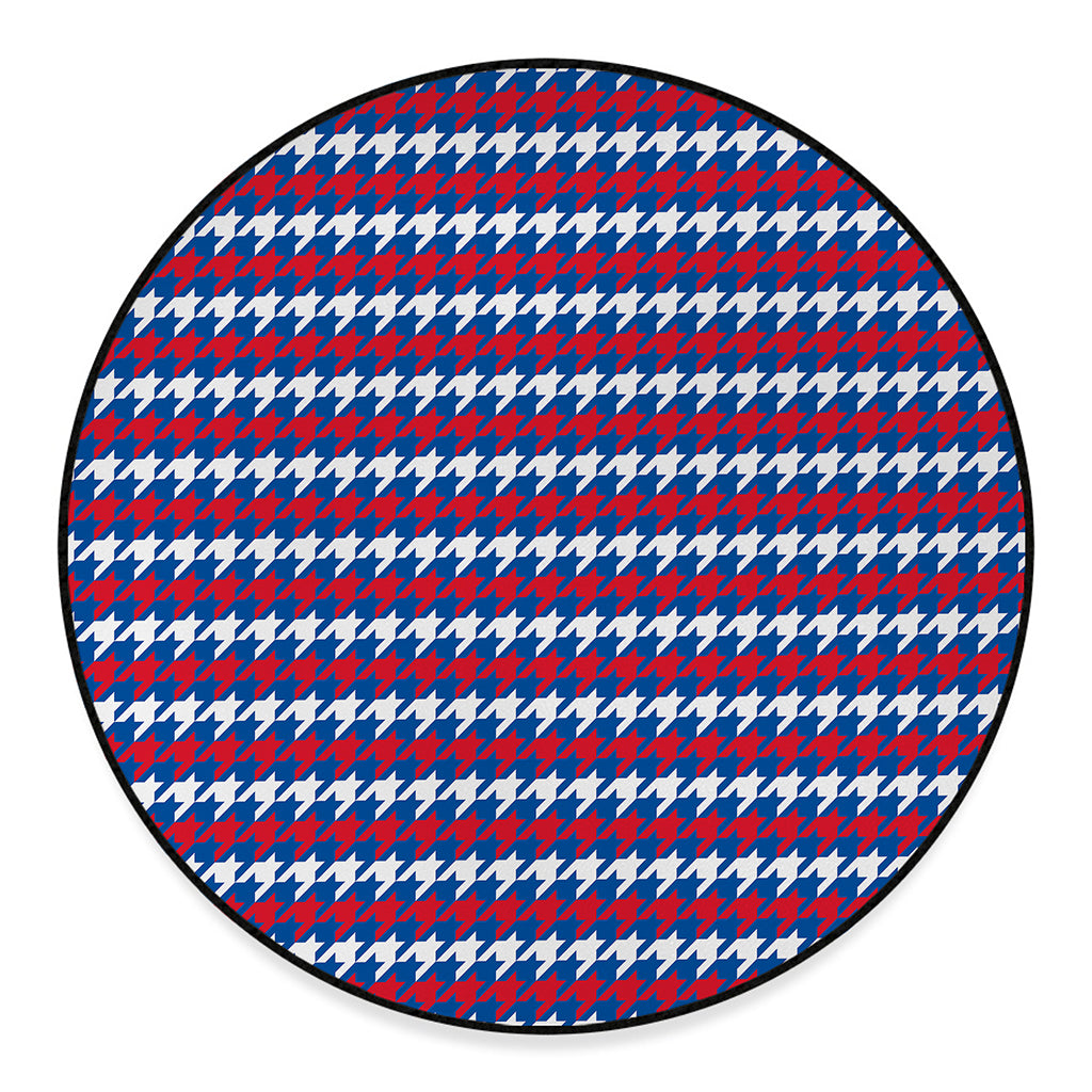 American Houndstooth Pattern Print Round Floor Mat