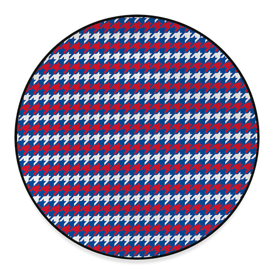 American Houndstooth Pattern Print Round Floor Mat
