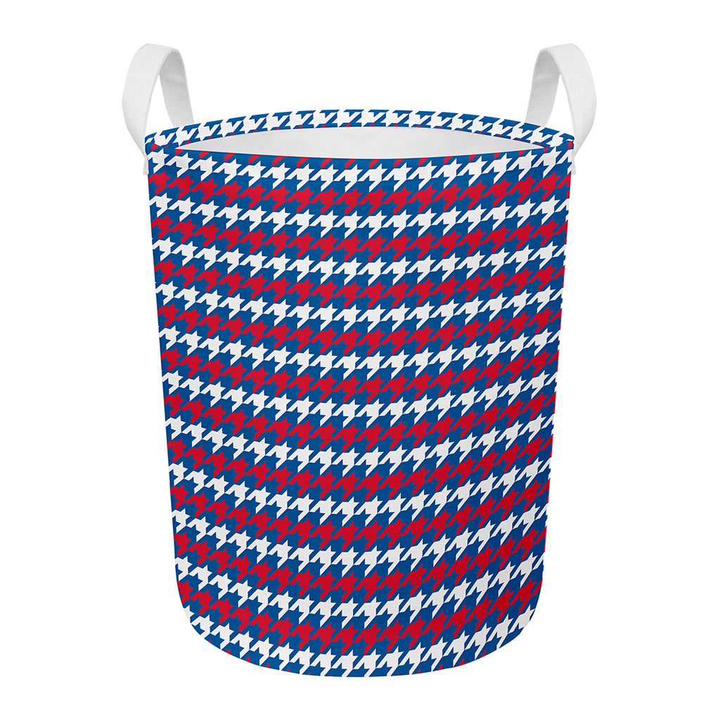 American Houndstooth Pattern Print Round Laundry Basket