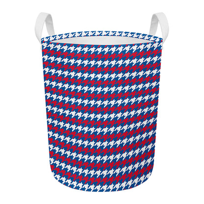 American Houndstooth Pattern Print Round Laundry Basket