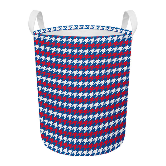 American Houndstooth Pattern Print Round Laundry Basket