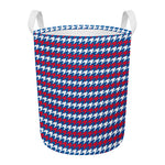 American Houndstooth Pattern Print Round Laundry Basket