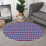 American Houndstooth Pattern Print Round Rug
