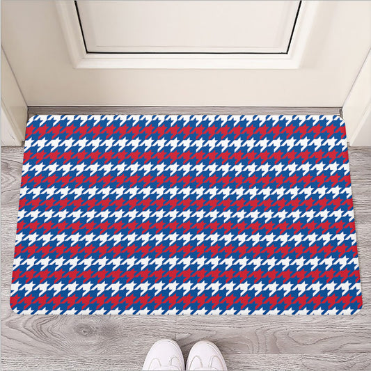 American Houndstooth Pattern Print Rubber Doormat