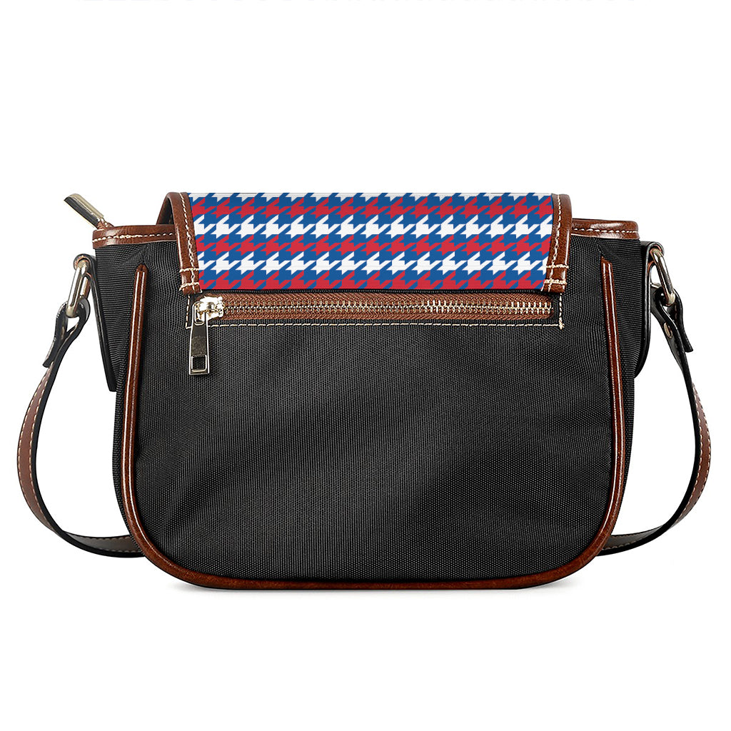 American Houndstooth Pattern Print Saddle Bag