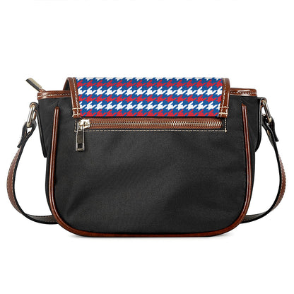 American Houndstooth Pattern Print Saddle Bag