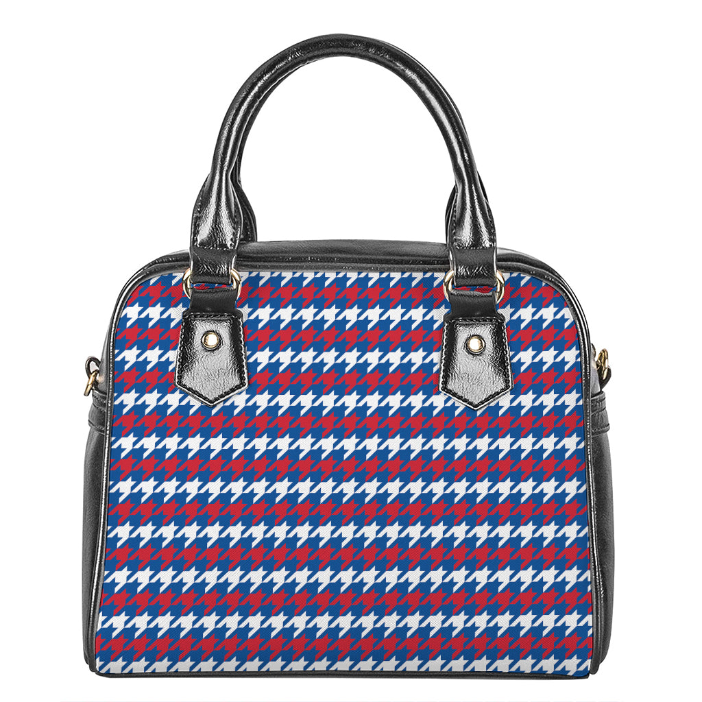 American Houndstooth Pattern Print Shoulder Handbag